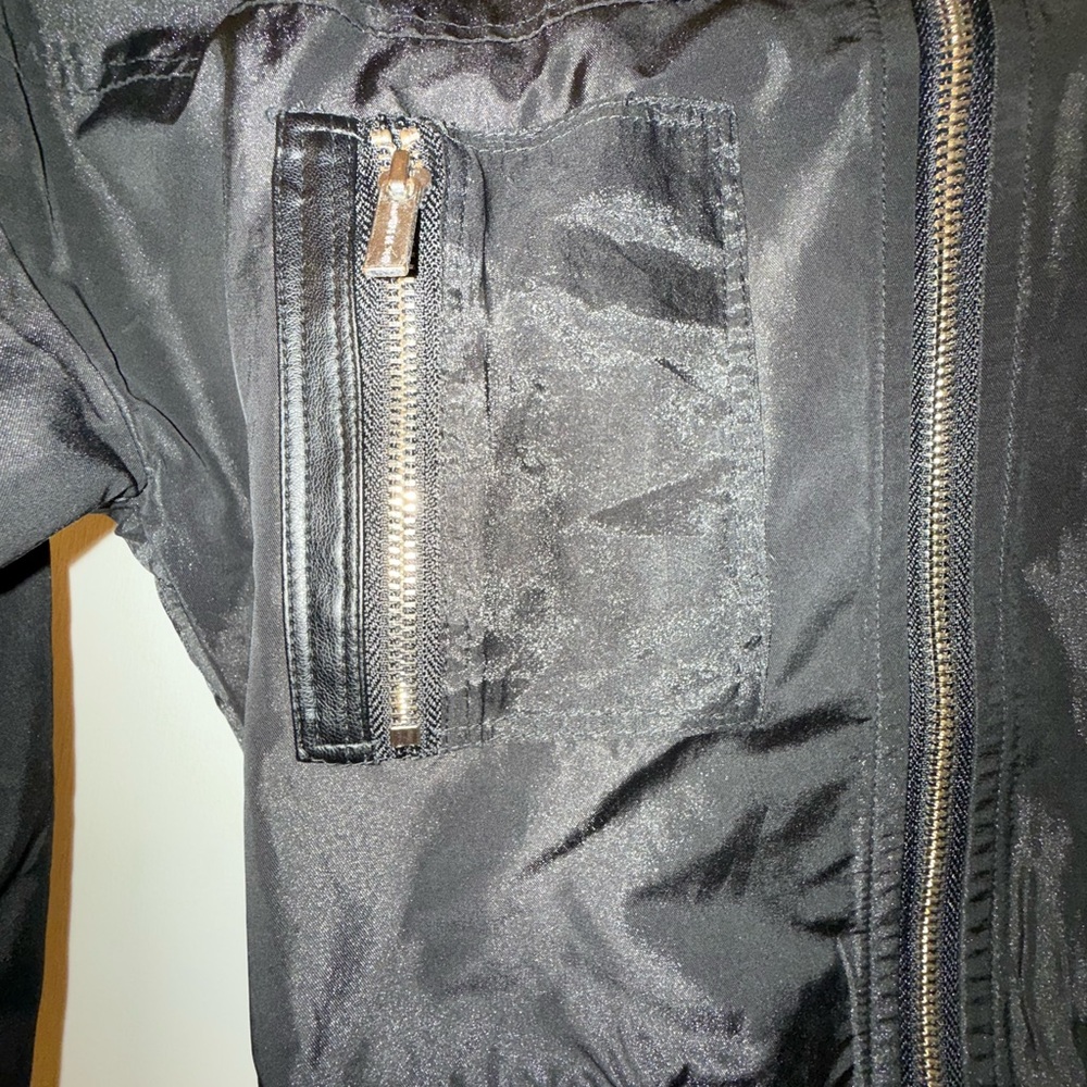 Black Women's Bomber Jacket - Picture 3 of 9